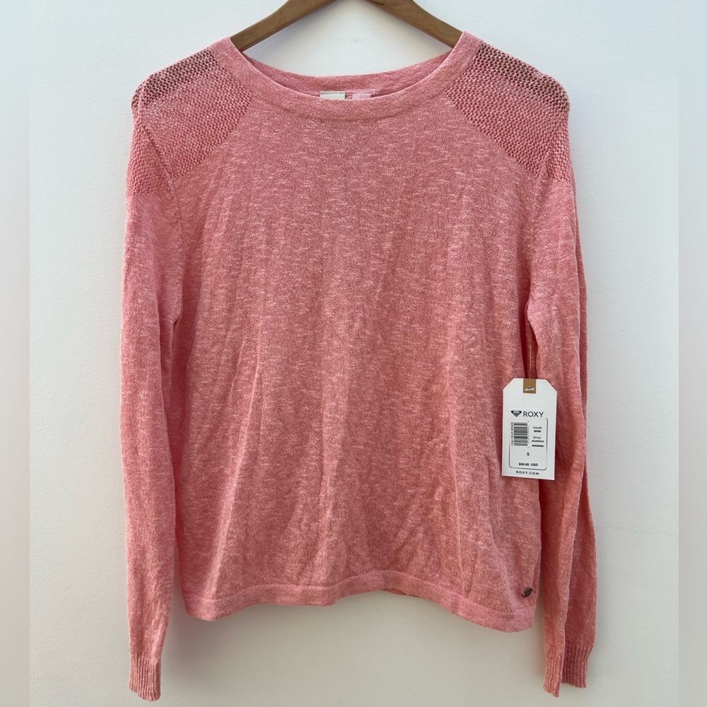 Roxy Find Your Wings Open Back Pink Sweater NWT